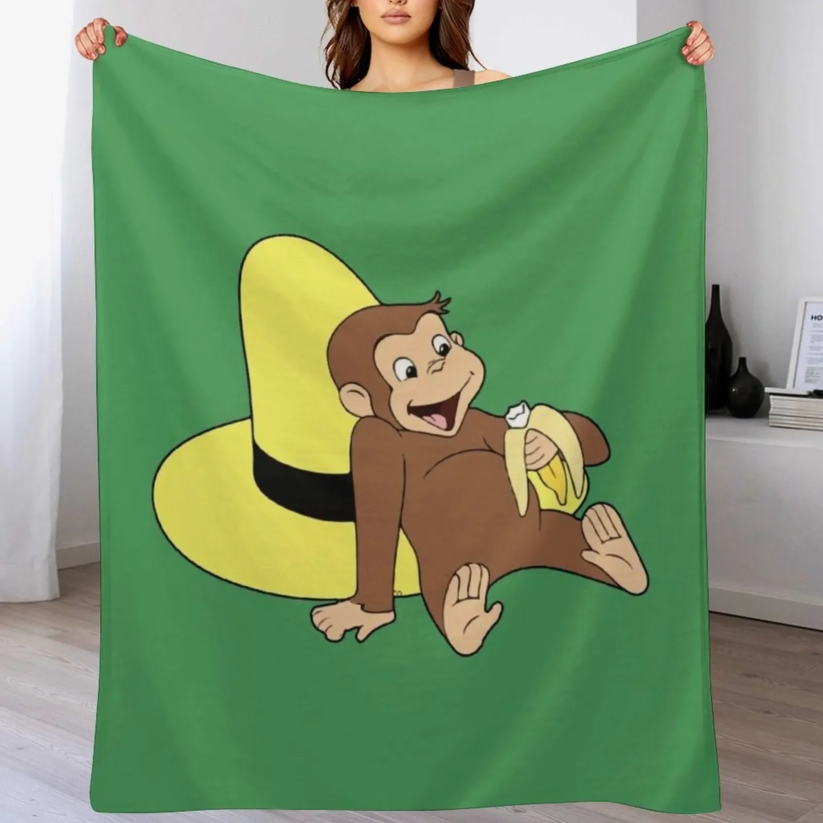 

Curious George and the big yellow hat Throw Blanket Warm Comfortable Blanket for Office Napping