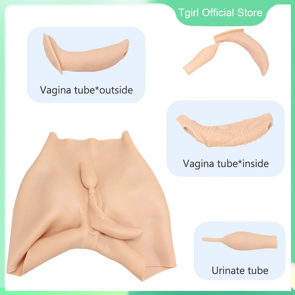 Tgirl Fake Vagina Butt Silicone Female Pussy Panty for Shemale Cosplay Costumes Sissy Crossdresser Drag Queen Hip Enhancer Pant