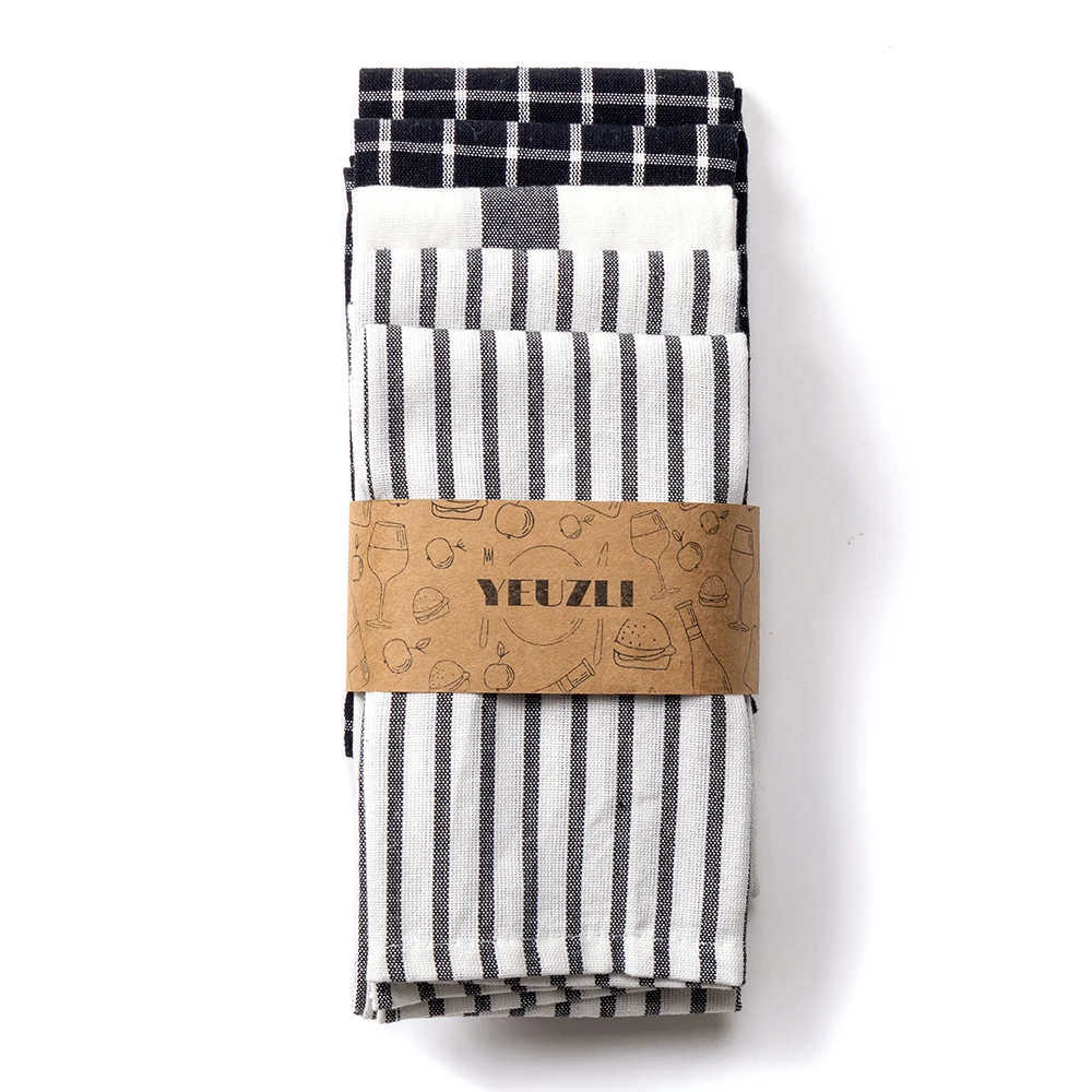 Classic Cotton Dish Towels Ultra Absorbent Thickened Tea Towel 48x65cm Pack of 1/3/4/5 for Drying And Cleaning