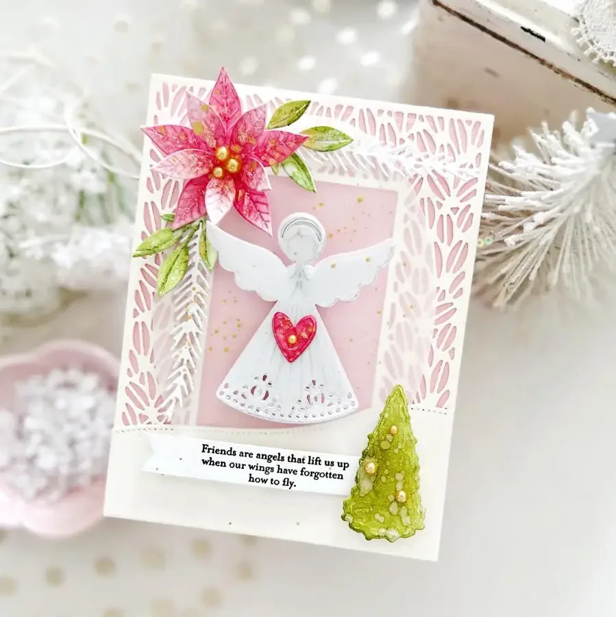 Christmas Tree Angelic Stained Glass Windows Metal Cutting Dies Hot Foil Stencil For DIY Scrapbook Diary Cut Make Card 2024 New