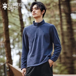 Pioneer Camp 2022 Autumn Male Fleece Jacket  Fall Stand-Up Collar Bottoming Shirt Windproof Warm Rocking Fleece Top XLW223157