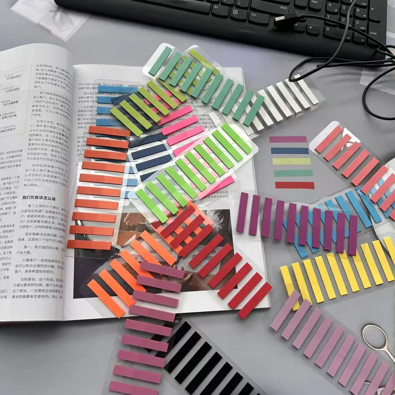 18P Morandi Colore Traslucido PET Indice Adesivi Colore Classificare Segnalibri Cancelleria Memo Pad Notebook Chiave Mark Sticky Notes