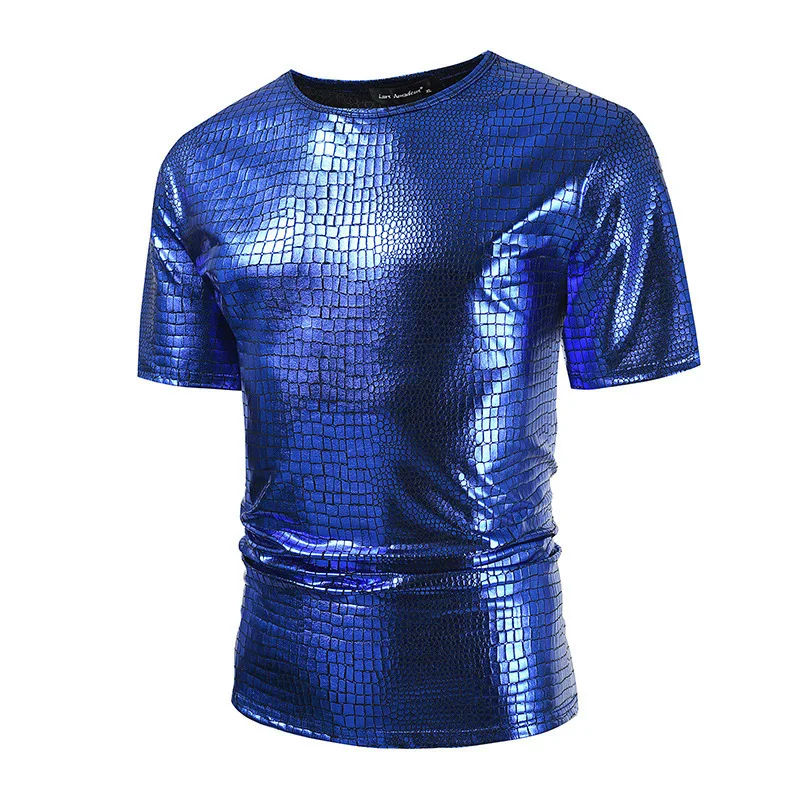Summer New Men's Dress Shirt Sequined Button-Up Shirt Disco Party Outfit
