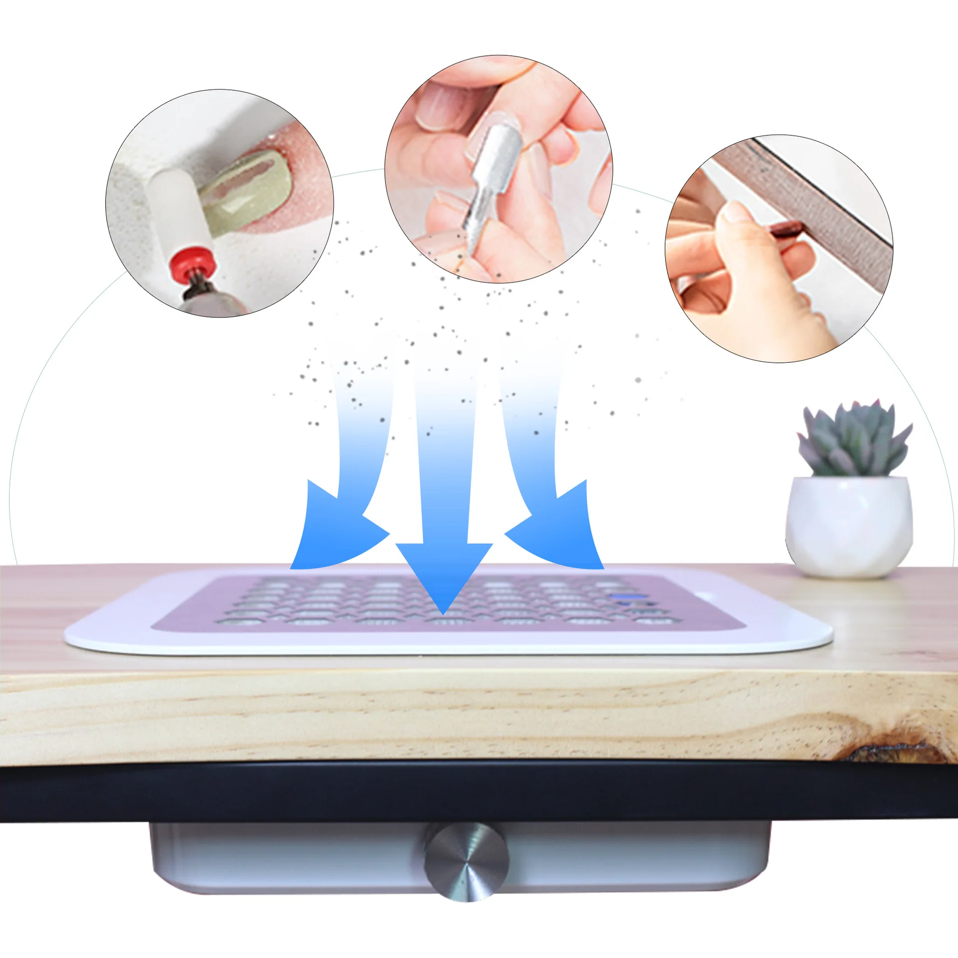 Nail Dust Collector 60W High Power Brushless Vacuum Cleaner Low Noise Salon Nail Table