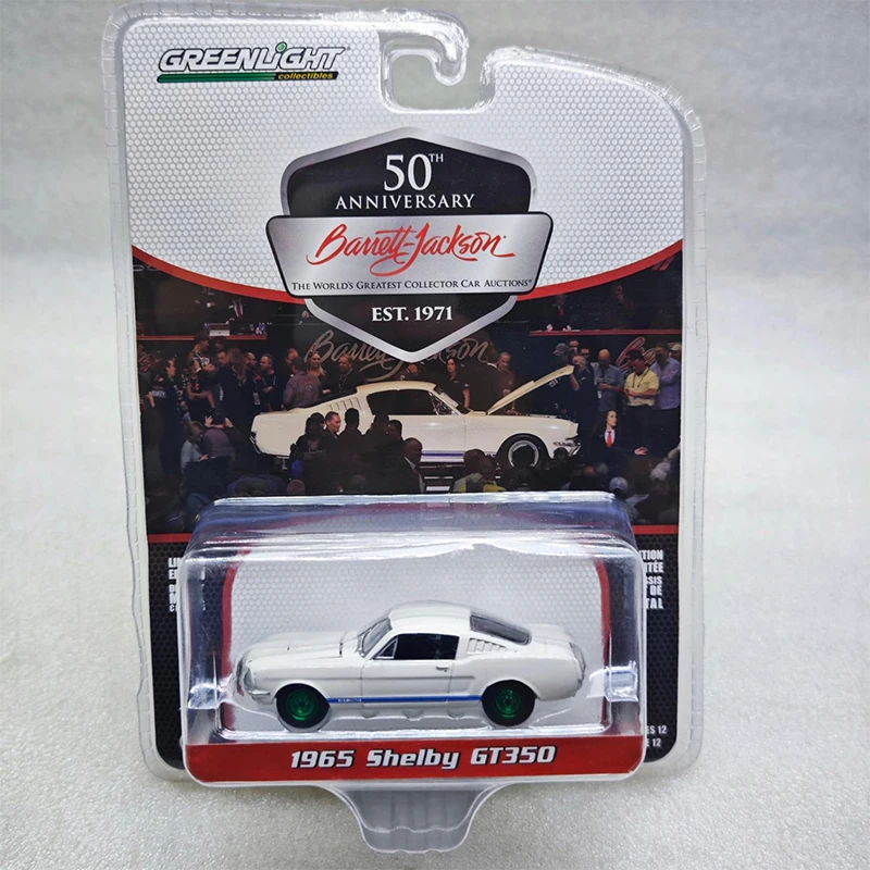 

Greenlight 1:64 1965 Shelby GT350 White with Blue Stripes Green Machine Series Alloy Die Casting Model Collect Ornaments