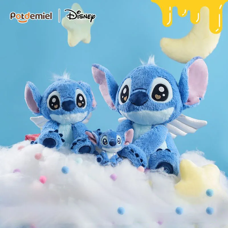Disney Angel Stitch Plush Keychain 11cm Cute Winged Alien Doll Bag Pendant Soft Stuffed Toy for Fans Classic Stitch Character