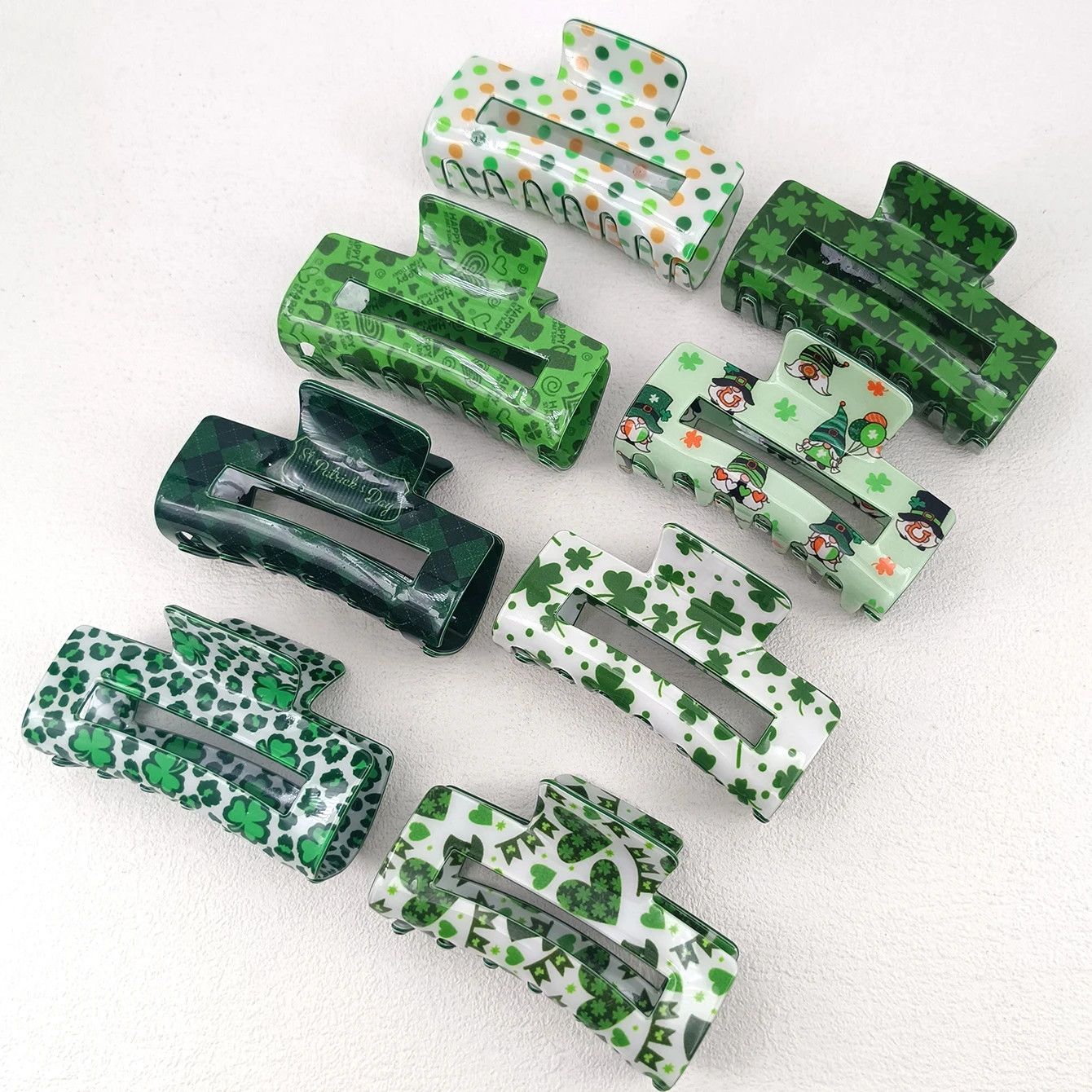 8.2cm 2024 St. Patrick\'s Day Clover Hair Clip Heart shaped Leaf Headpiece Irish Festival Collection Party Decoration