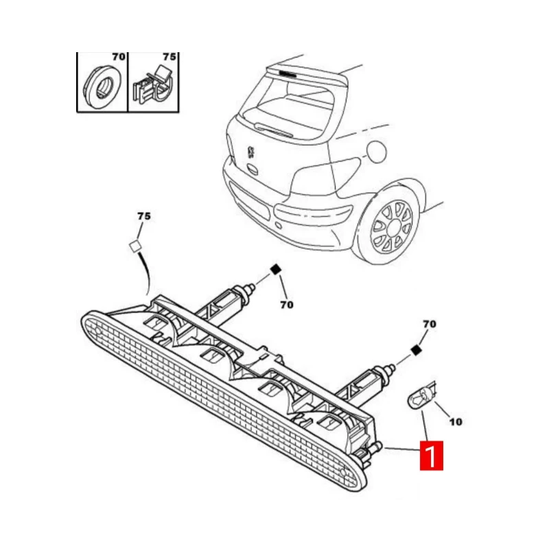 6350P5  for Peugeot 307 auxiliary parking lights third brake light SUPPLEMENTARY STOP LIGHT