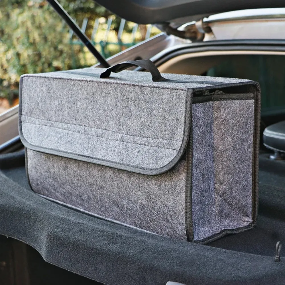 Large Car Trunk Storage Bag Organizer Soft Felt Anti Slip Box Debris Sorting Tool Accessories