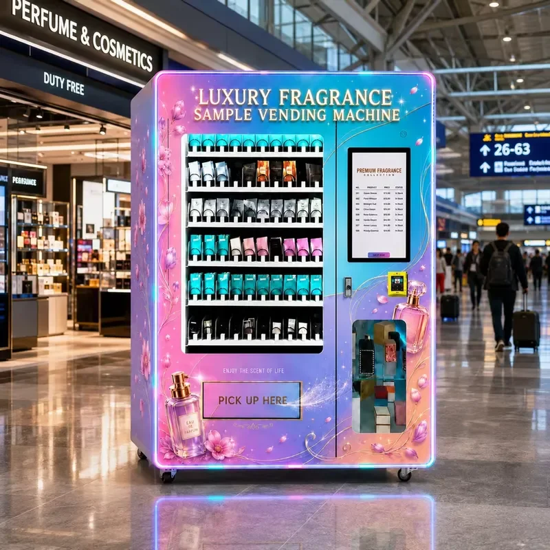 for Luxury Fragrance Sample Vending Machine 21.5 Inch Touch Display Card Payment Custom Wrap for Shopping Mall Retail Beauty
