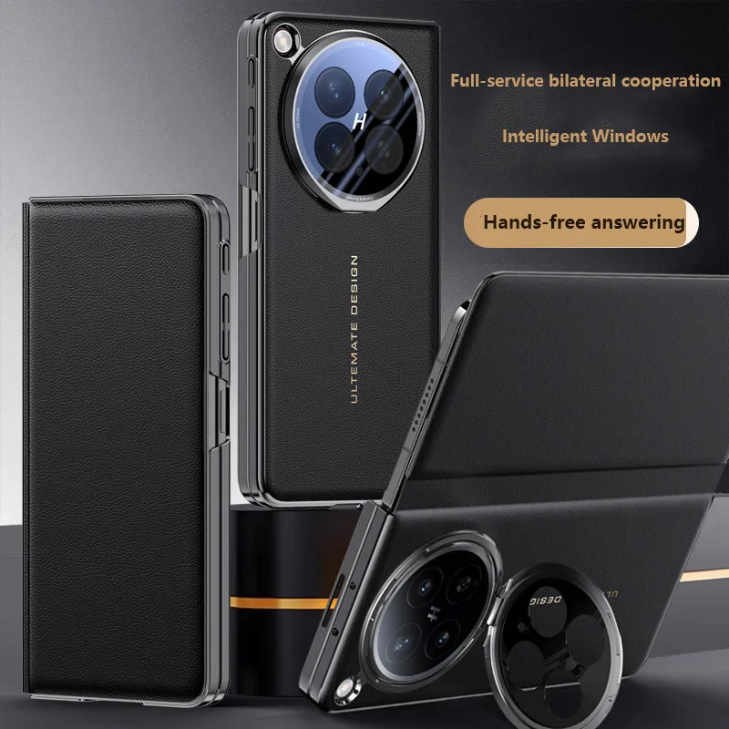 

Leather Hard Case For OPPO Find N6 Find N 6 5G Rotate Kickstand Full Protection Smart View Window Flip Cover For OPPO FindN6 5G