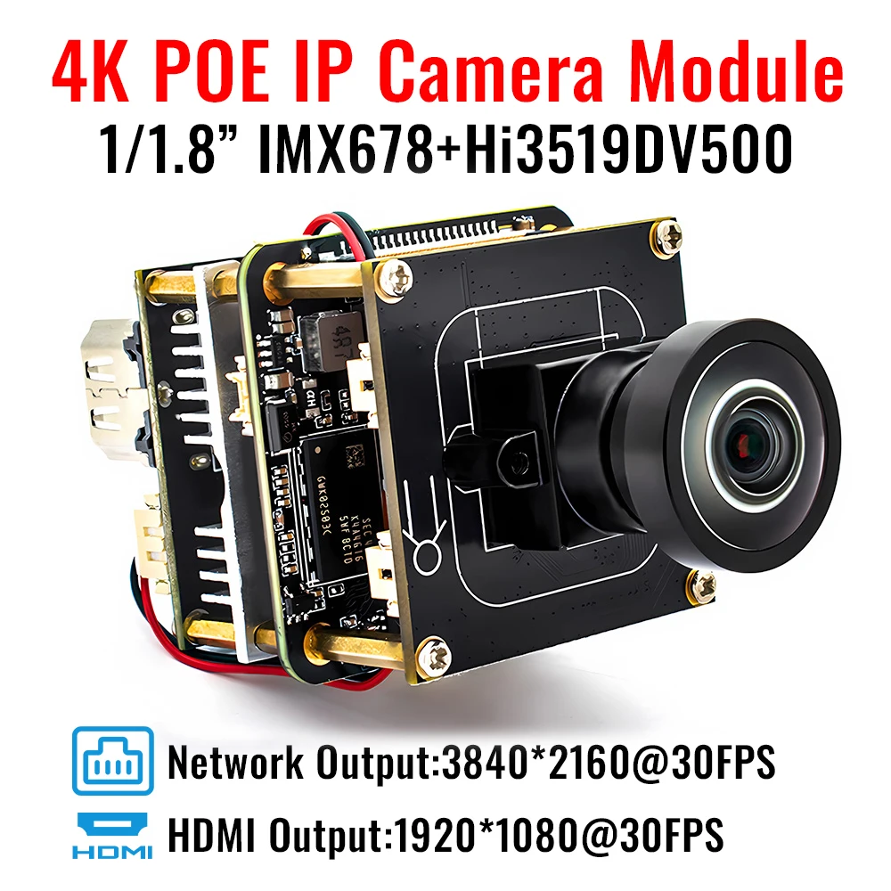 IMX678 4K 30FPS IP Camera Module HD 1080P HDMI Camera With No Distortion Lens & SD Card Slot RTSP Live Streaming Mini PC Webcam