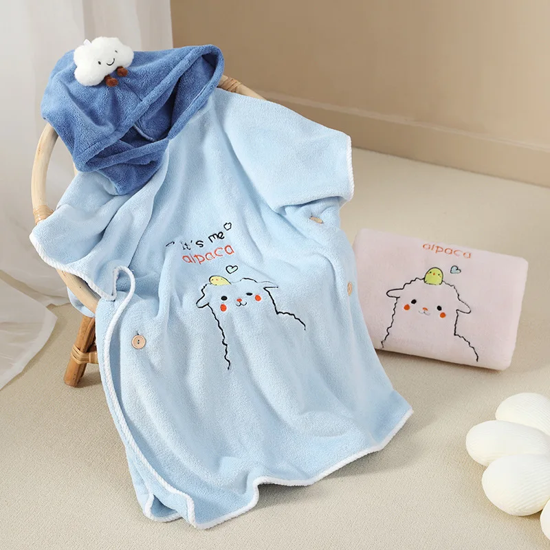 Cute Kids Baby Bathrobe Hooded Children Bathrobes Microfiber Bath Robe Cartoon for Boys Girls Toddler Beach Swim Towels