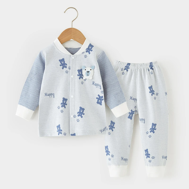 

0-3T Infant Baby Boys Girls Clothes Set Bear Print Long Sleeve Cotton Top Pant Suit Underwear Set Sleepwear Pajamas Set Outfit