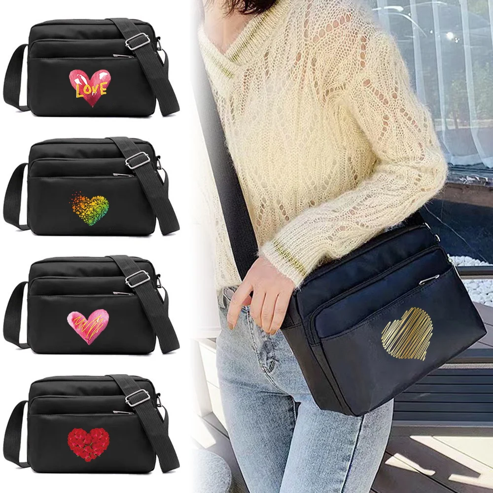 

Универсальная сумка через плечо для ежедневного использования, большая вместительная сумка серии Love, повседневная дорожная сумка для хранения вещей, регулируемый ремень, женская сумка через плечо