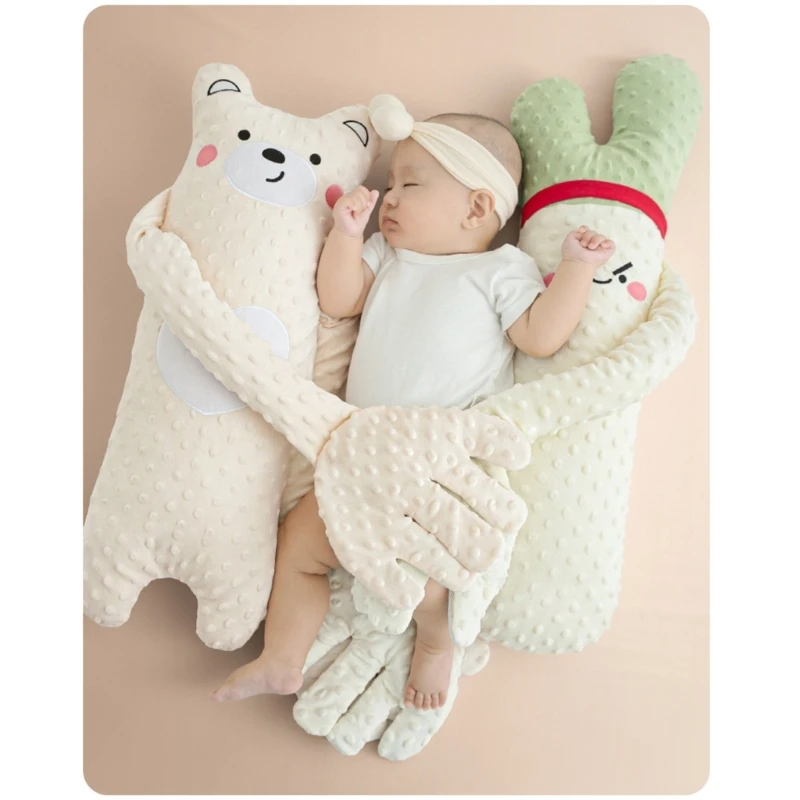 Cartoon Baby Exhaust Pillow Plush Soothing Hand Pacify Doll Toy Comforting Infants with Remote for Restful Sleep