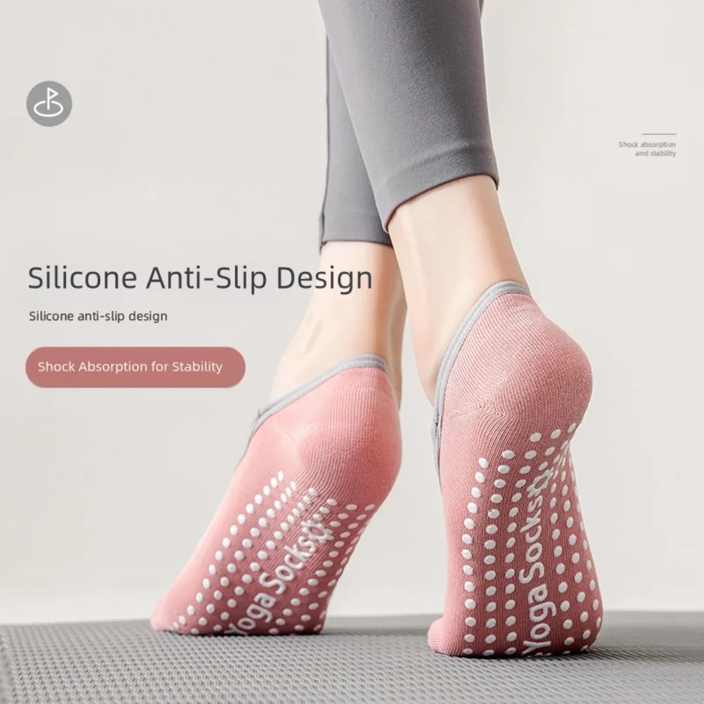 

Non-Slip Heel-Resistant Yoga Socks For Women Cotton Blend Textured Rubber Sole Enhances Balance/Stability Breathable Snug Fi