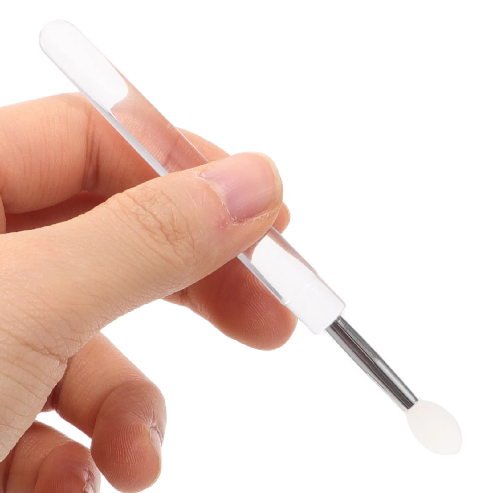5 uds mango transparente cepillo de cabeza redonda aplicador de silicona suave para brillo de labios colorete sombra de ojos herramienta de maquillaje portátil