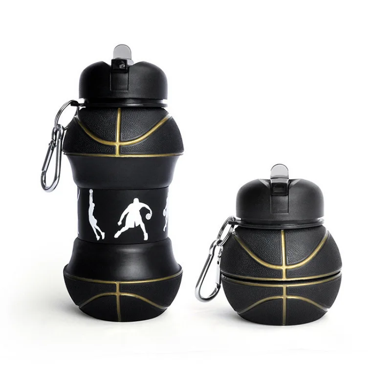 utdoor sports portable water cup household silicone folding cup basketball football tennis leakproof children's water bottle
