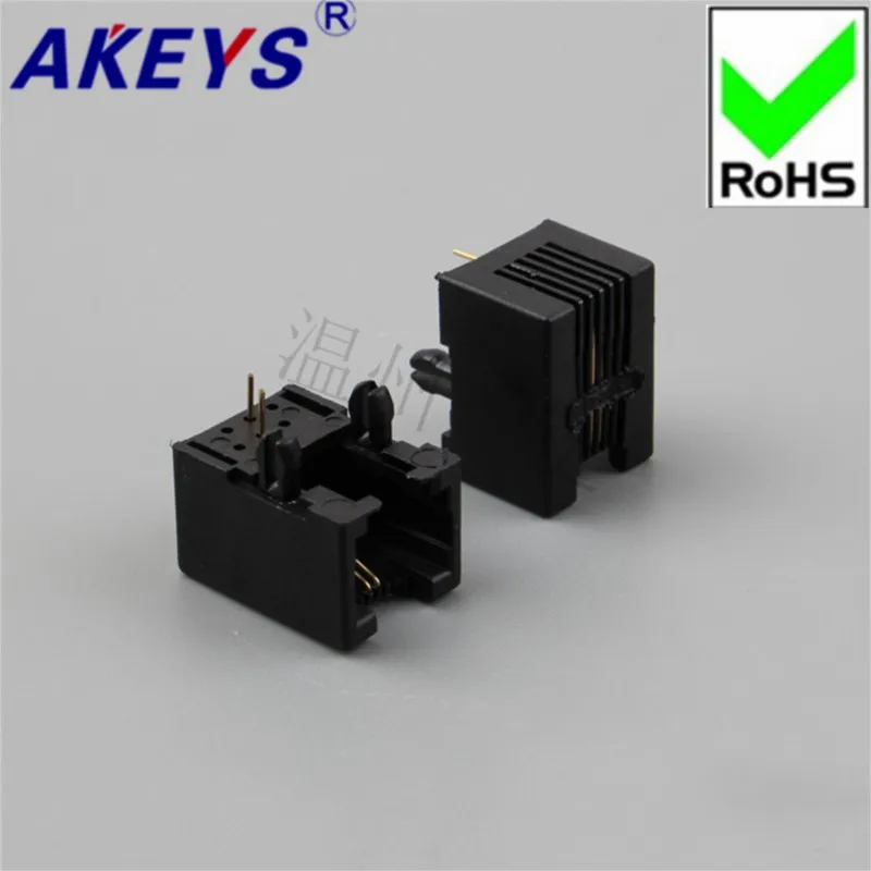 10PCS environmentally friendly and highly gold-plated RJ11 socket 95001-6P2C-90 -black telephone socket telephone socket