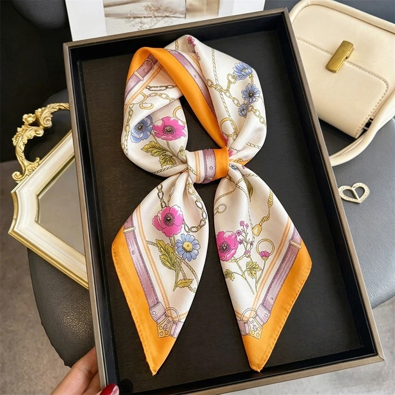 

Scarf Ribbon Hijab Silk Luxury Woman Neck Scarf Shawl Headscarf Wraps Neckerchief Bandanas Foulards Femme Designer Accesories