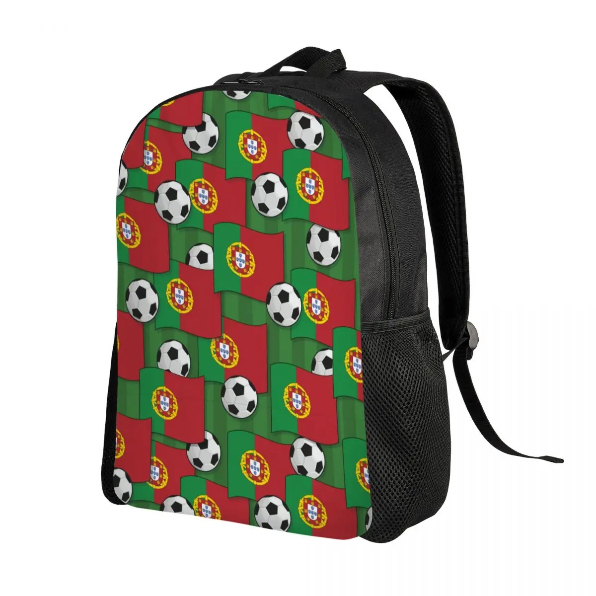 Custom Portugal Football Backpack for Men Women School College Student Bookbag Fits 15 Inch Laptop Sports Lover Soccer Ball Bags