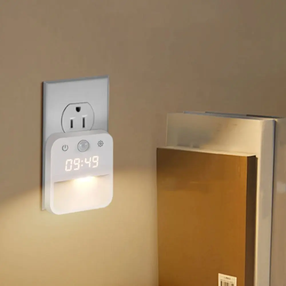 

Infinite Dimming Human Body Induction Clock Three Color Switching Clock Display Night Light Warm White Dusk to Dawn Sensor