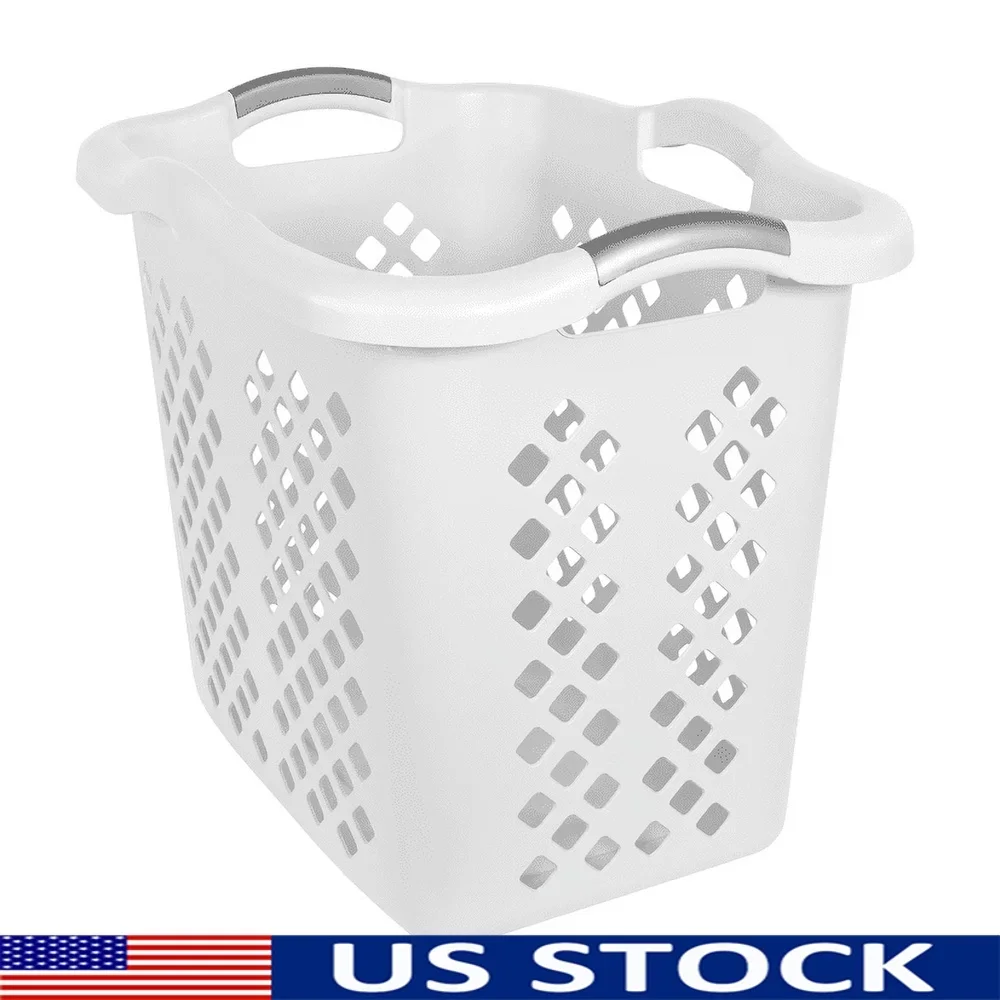 2 Bushel Plastic Laundry Basket Hamper with 4 Handles Breathable Ventilation Durable Versatile Laundry Toys Sports Equipment