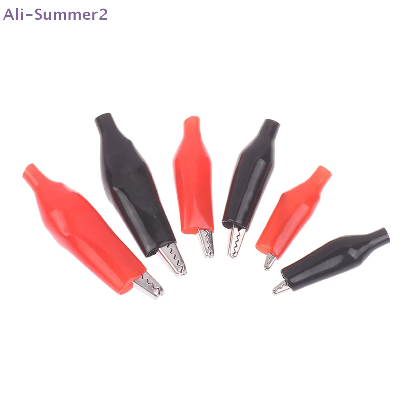 {Summer2} 12Pcs 25/35/45MM Metal Alligator Clip Crocodile Electrical Clamp Testing Probe Meter Black Red With Insulation Cover