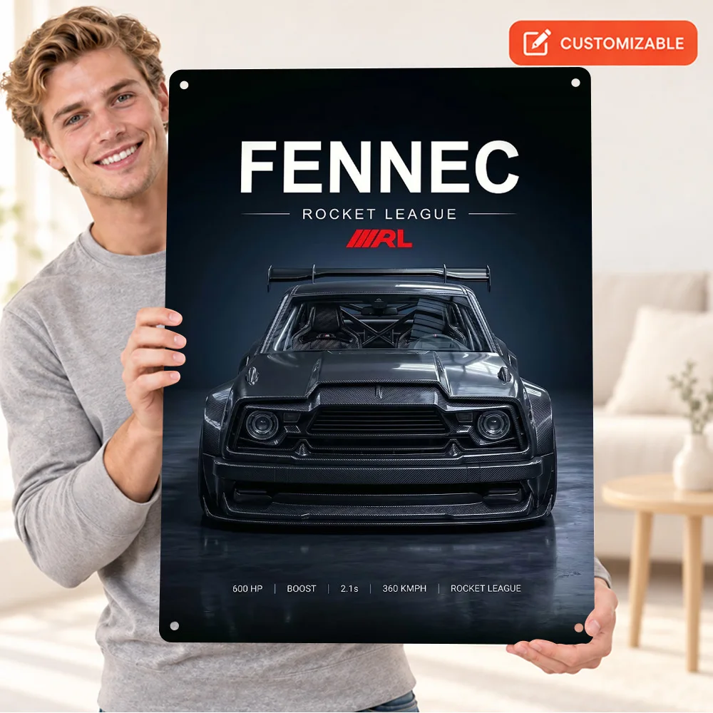 Rocket League Fennec Game Car Textured Metal Poster Personalized Aluminum Sign Graphic Illustration Wall Art For Home Office