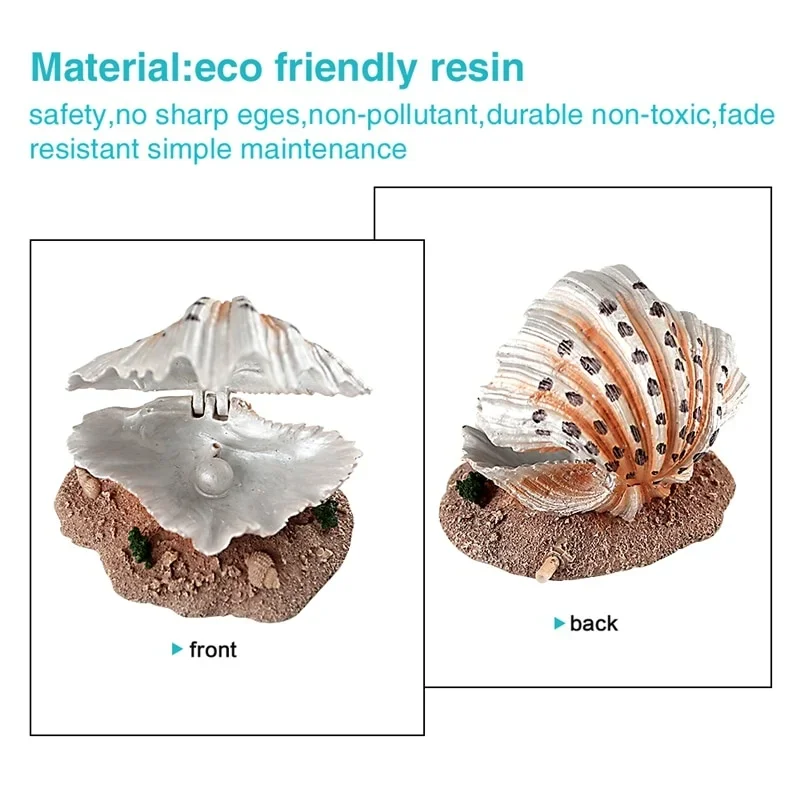 Immagine 6: 1 pz Decorazione per Acquario, Ornamento a Forma di Conchiglia con Perla, Pietra Porosa per Aria, Bollicina Decorativa per Acquario, Decorazione a Bolle