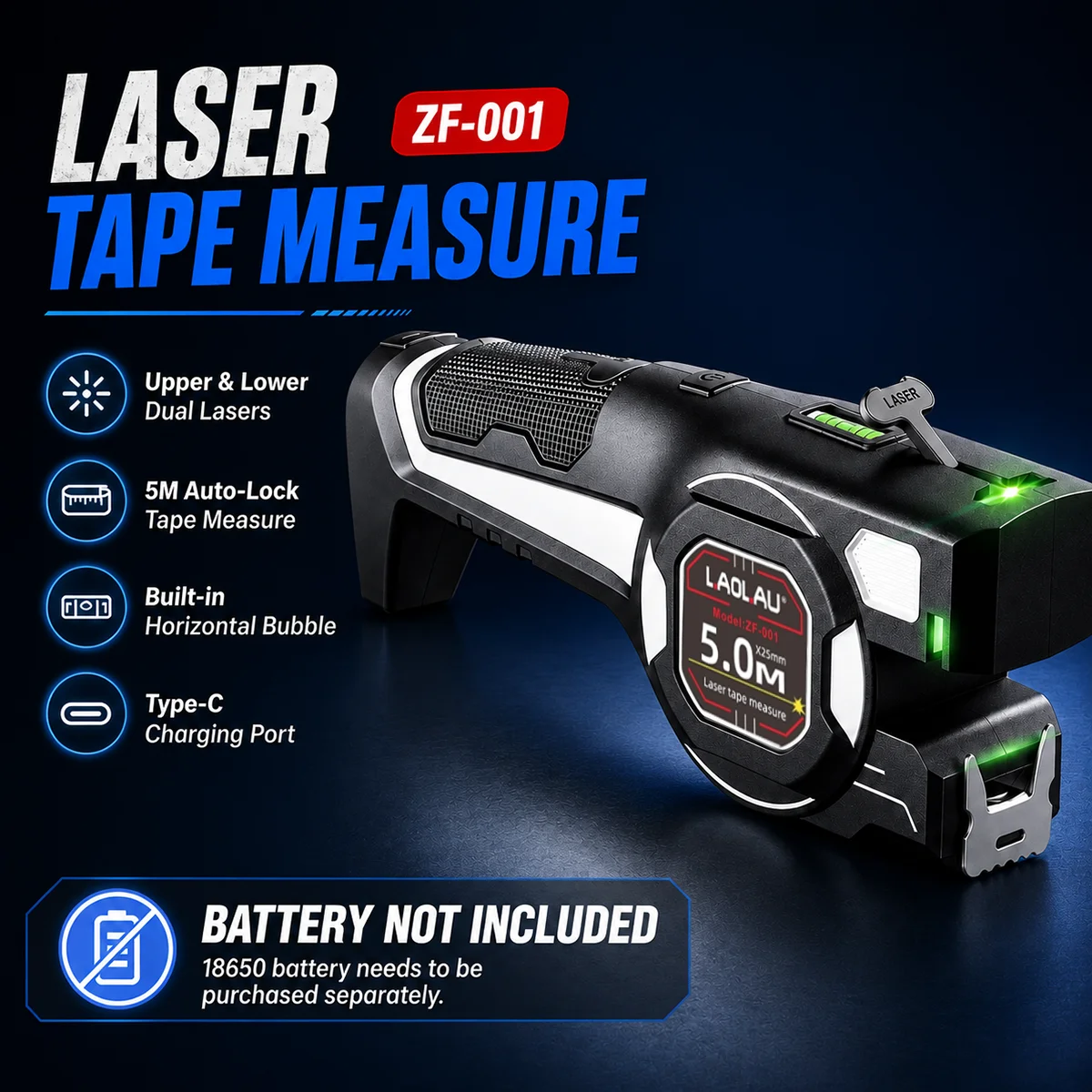 ZF-001 5M Laser Tape Measure 2 - Stanley Tape 25Ft ulasan dan harga