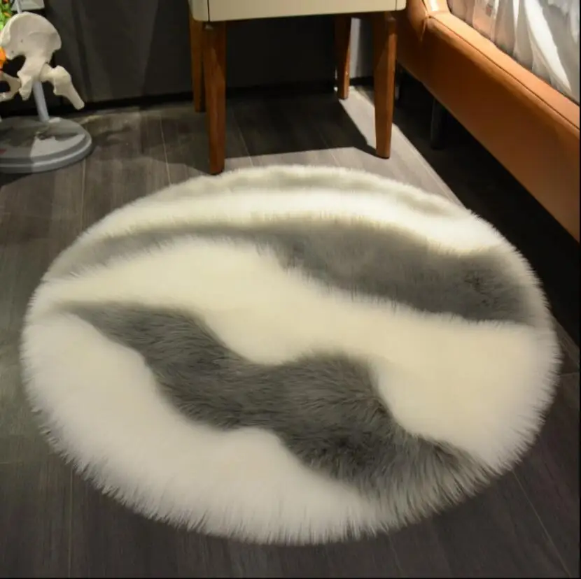 Thickened Long Plush Round Carpet Home Decoration For Living Room Bedroom Recliner Carpet Fluffy Children's Play Rug Bedside Mat