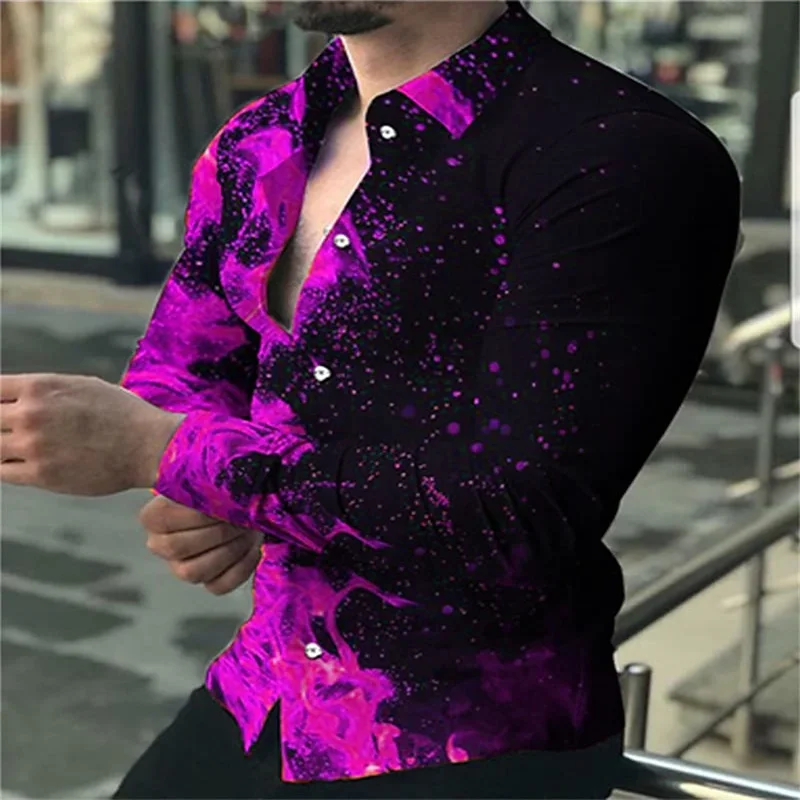 Men's Tops Fashion Suit Collar New Purple Blue Yellow Cool Street Outdoor Shirt Clothing Clothes Spring Summer Soft Material 6XL