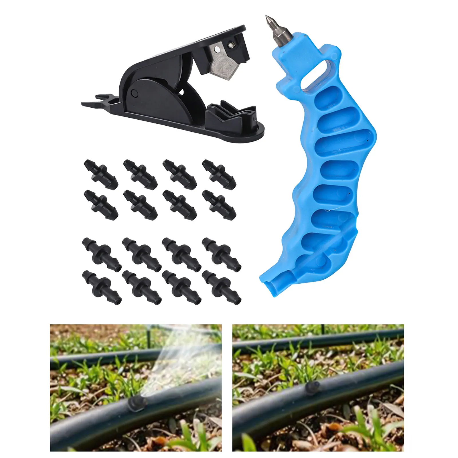 18PCS Comprehensive Drip Irrigation Tool Kit Precision Hole Punch Smooth Hose Cutter and Leak Proof Connectors