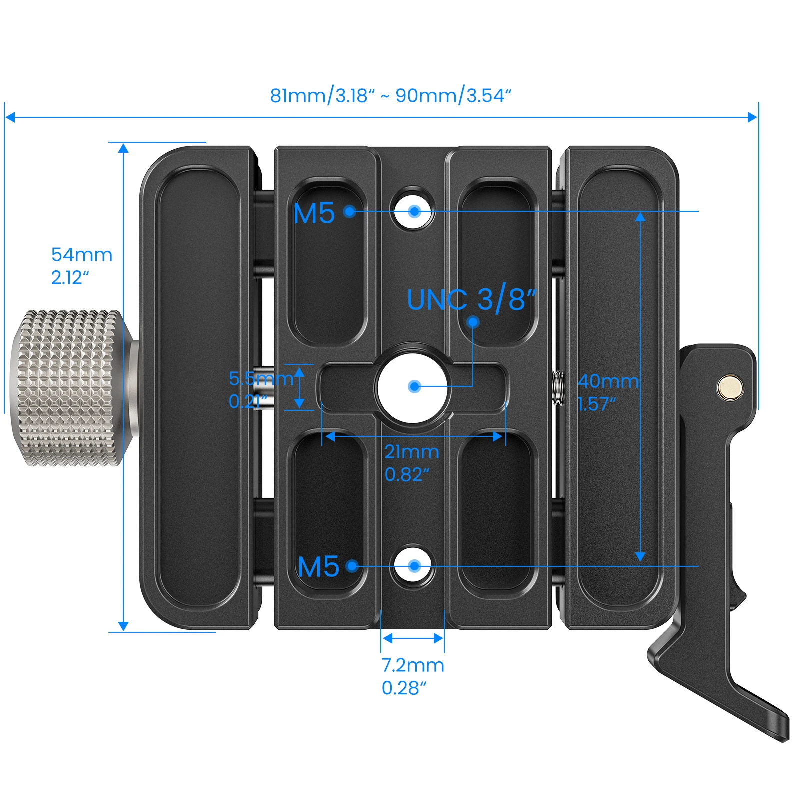 WEYLLAN AL60 Arca Swiss Clamp Lever Lock Adapter for Camera Mlok Rail Clamp for Magpul Mlok Bipod Suitable for Arca Swiss Plate