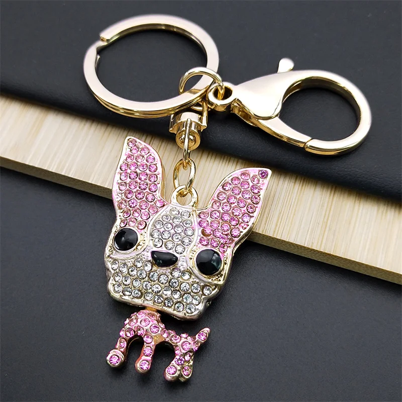 Animal Dog Chihuahua Keyring Holder Rhinestone Alloy Pet Lover Handbag Purse Keychain Car Bag Accessories Jewelry llavero