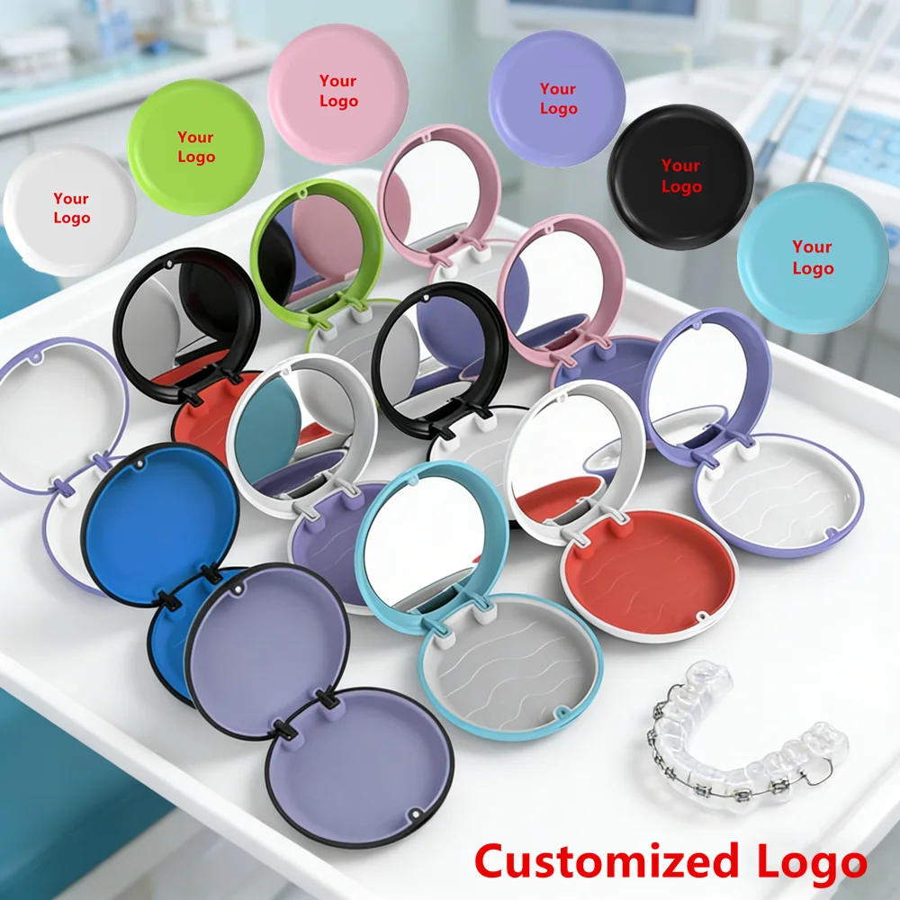50pcs/lot Travel Orthodontic Case Dental Retainer Box Case Magnetic Aligner Mouth Guard Container For Teeth Customized Logo