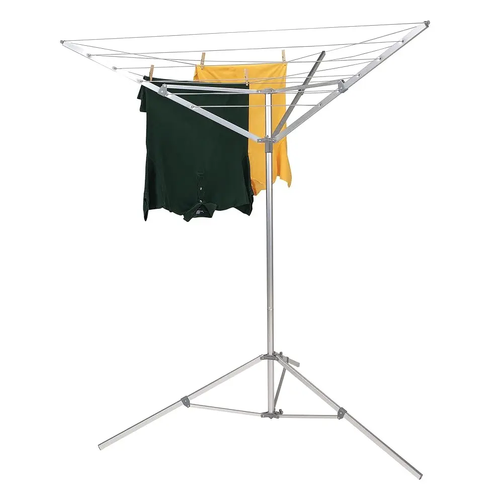 

Free ShippingFree ShippingPortable Umbrella Clothesline, 64 Ft of Hanging Space, Pre-Strung with Stable Base, Silver
