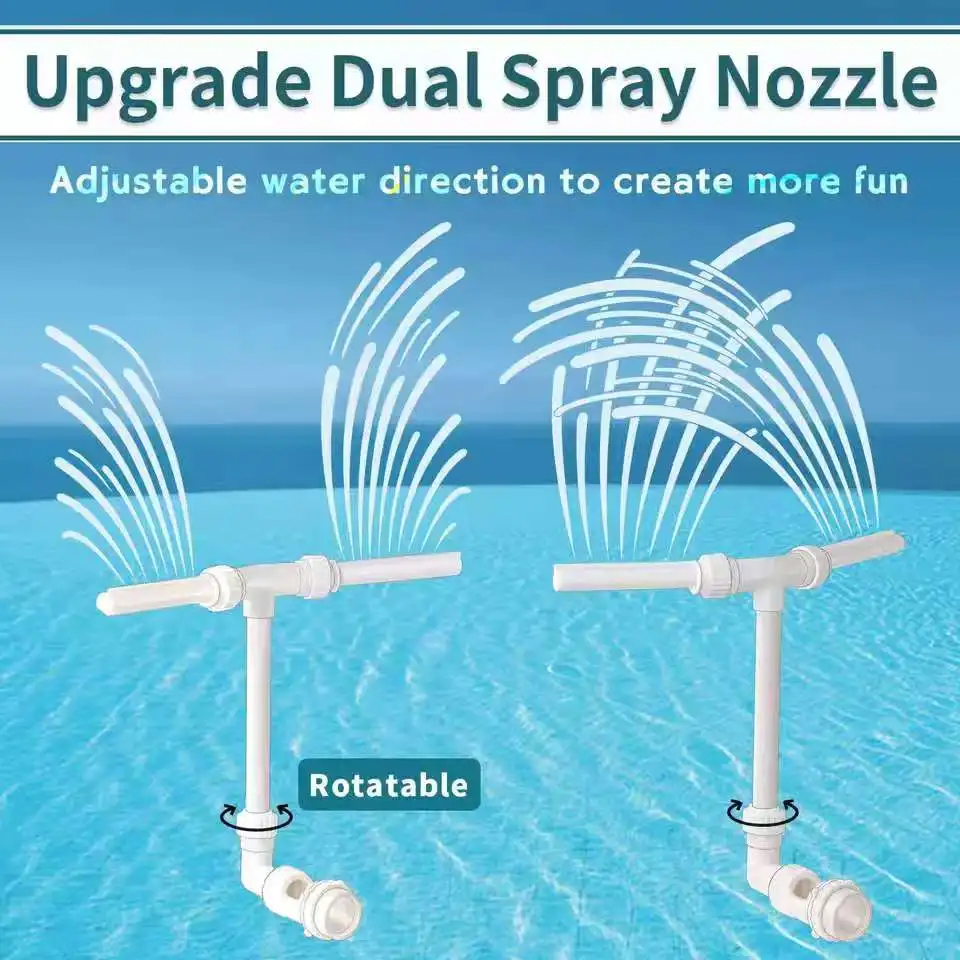 Swimming Pool Waterfall Sprayer, dual spray design, adjustable fountain for outdoor pool entertainment