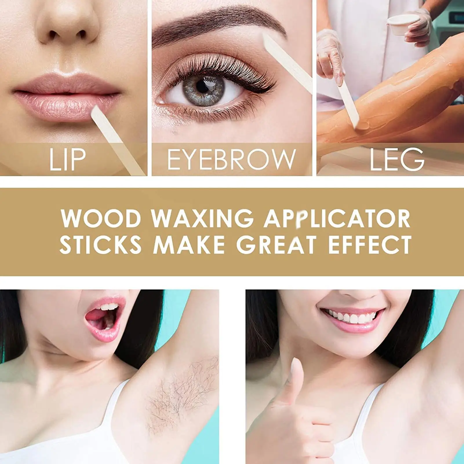 50 قطعة من ملعقة الشمع الخشبية لأداة إزالة شعر الوجه وذراع الساق