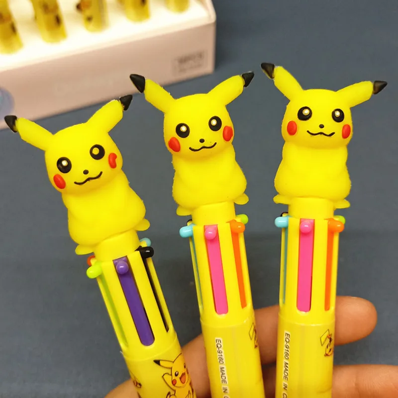 Pokemon Pikachu Four Color Ballpoint Pen for Students Anime Cartoon Cute Gel Pens Boys Girls Writing School Supplies Kids Gifts