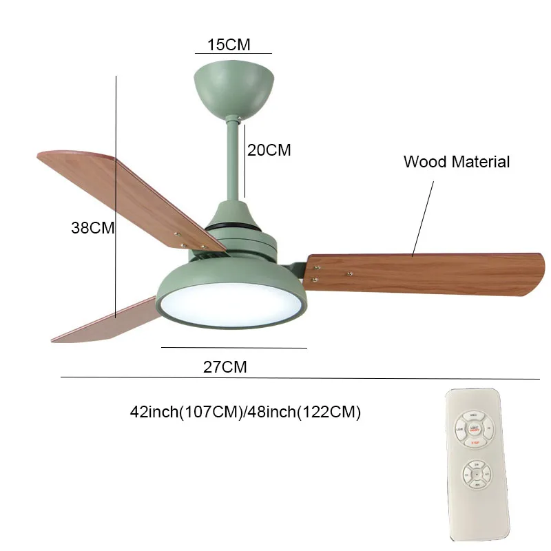LED Wood Ceiling Fan Nordic Fan Light With Remote Control For Dining Room Parlor Restaurant Decor Modern 42 48 Inch Fans light