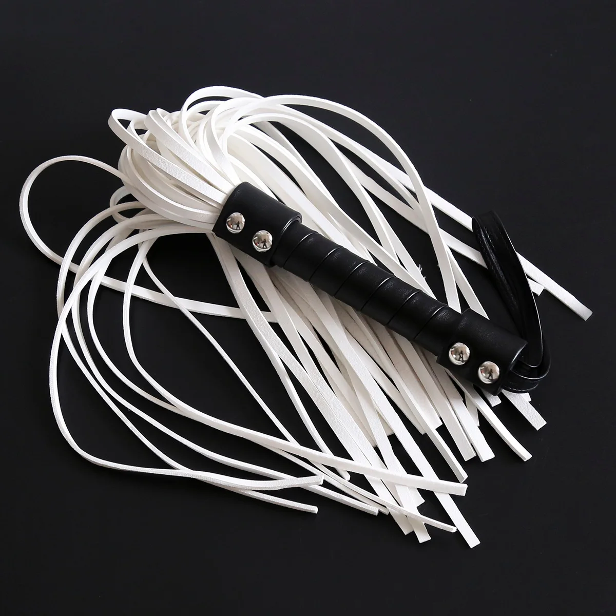 44CM Premium White PU Leather Horse Whip for Horse Training, PU Leather Handle with Wrist Strap