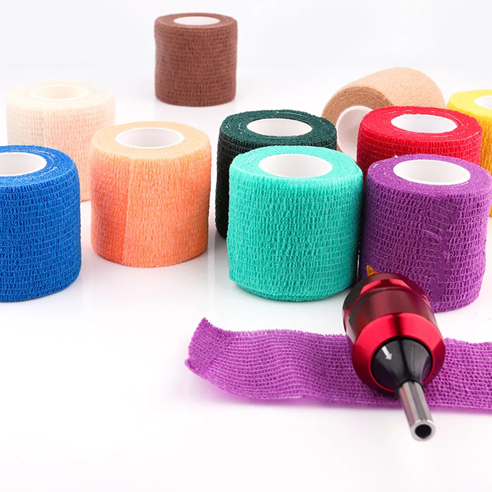 

5Pcs Self-Adhesive Elastic Wrap Bandages High Quality Disposable Grip Cover for Tattoo Artists Strong Stretchable Air Permeable