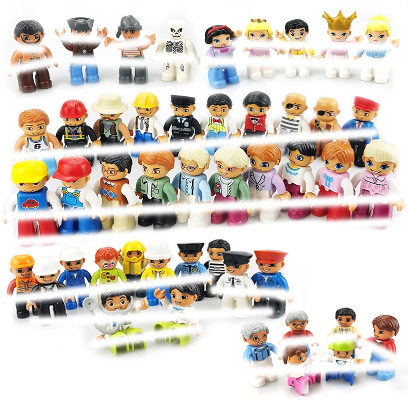 Play House Doll Model Big Building Blocks Accessory Family Worker Police Doctor Princess Toys For Children Multiple Figures Sets