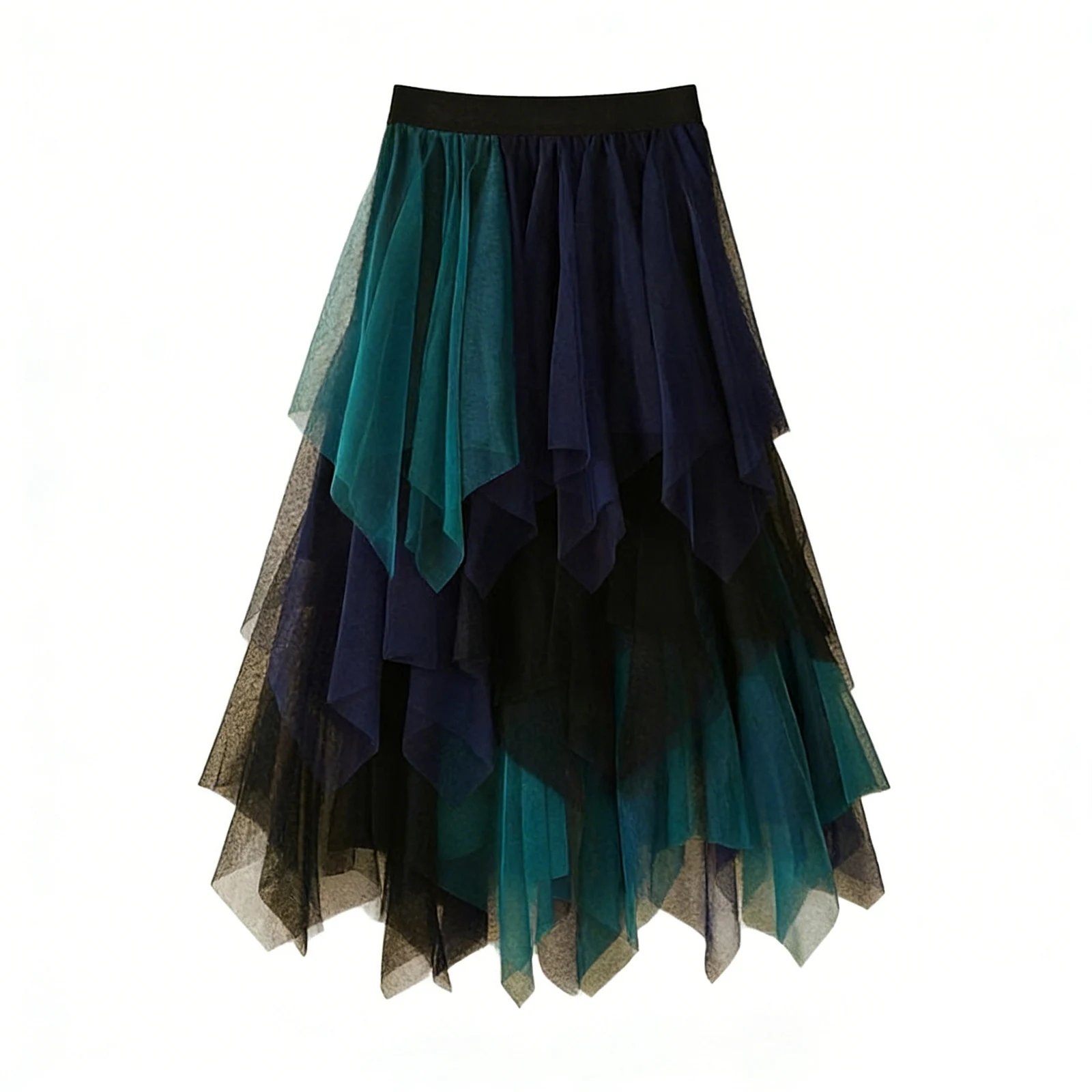 กระโปรงตาข่ายทรงไม่สมมาตร ความยาวปานกลาง กระโปรงไหมพรม เอวสูง กระโปรงอเนกประสงค์ กระโปรงครึ่งตัวสำหรับผู้หญิงช่วงฤดูใบไม้ผลิและฤดูใบไม้ร่วง