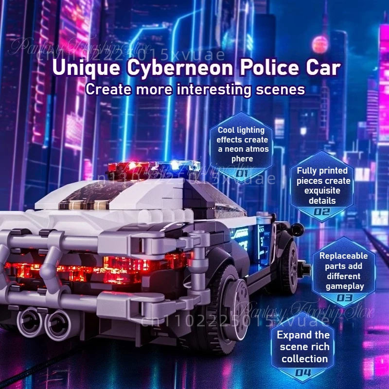 Blocs de construction de voiture de patrouille, série Cyberpunk, pièces de modèle de voiture, jouets d'assemblage, blocs de niveau élémentaire, cadeau d'anniversaire pour garçon, nouvelle collection