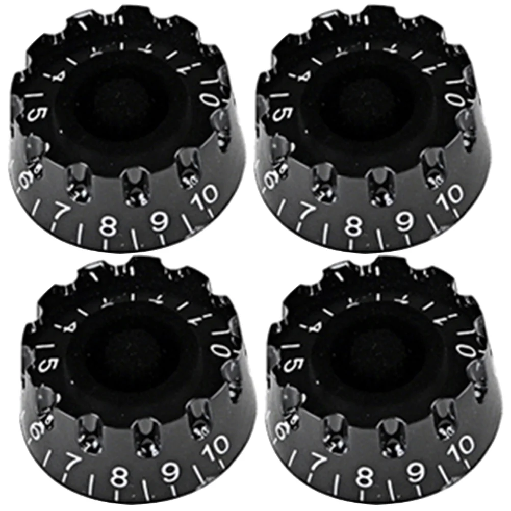 4 Pcs Electric Guitar Knob Bass Amp Major Radio Black Plastic Tuning Tone Buttons Instruments