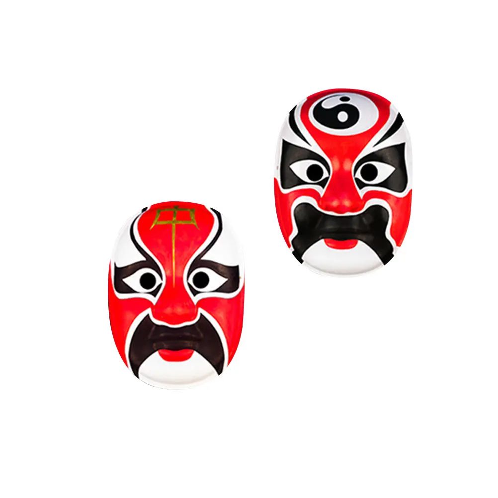 

2 pcs Peking Opera Face Eco-Friendly Paper Costume Mask Chinese Cultural Figure Pattern Durable Elastic Band Party Carnival
